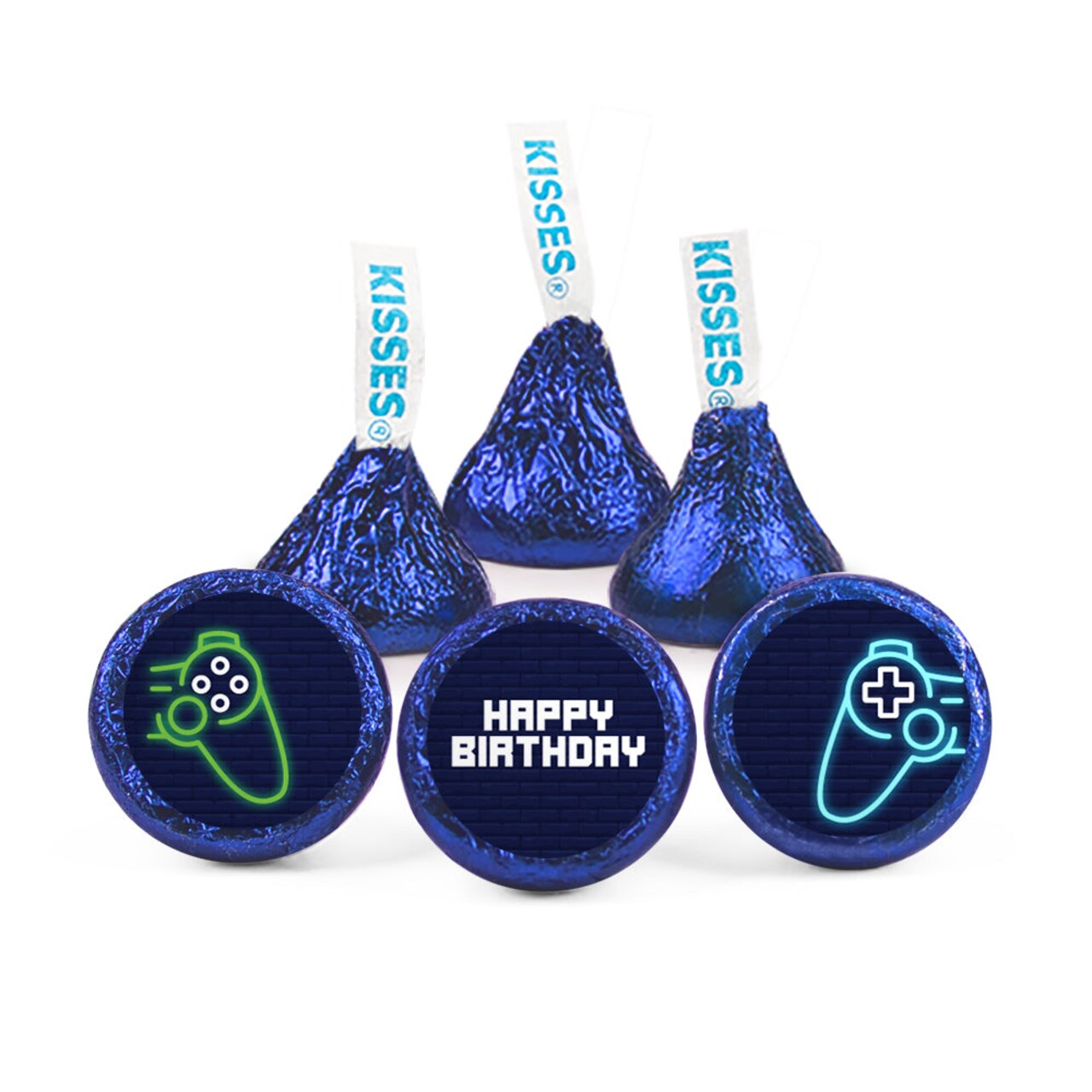 100ct Video Game Birthday Candy Party Favors Hershey's Kisses Milk Chocolate (100 Candies + 1 Sheet Stickers) - Assembly Required - by Just Candy